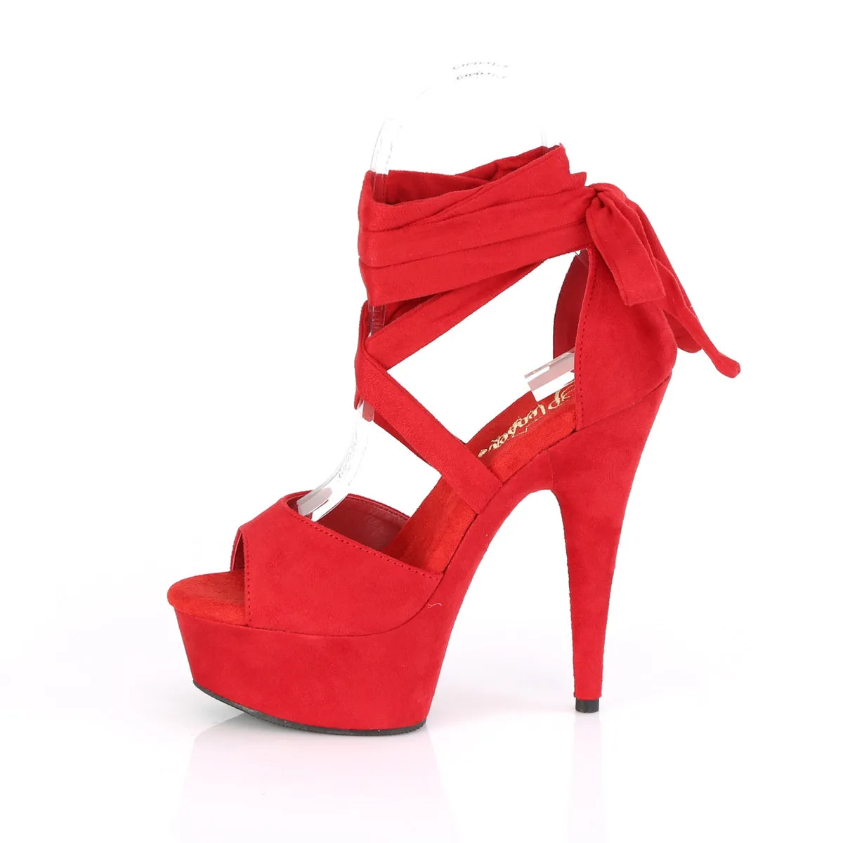 DELIGHT-679 Pleaser Red Faux Suede Sexy Platform Shoes (Pole Dancing Heels)