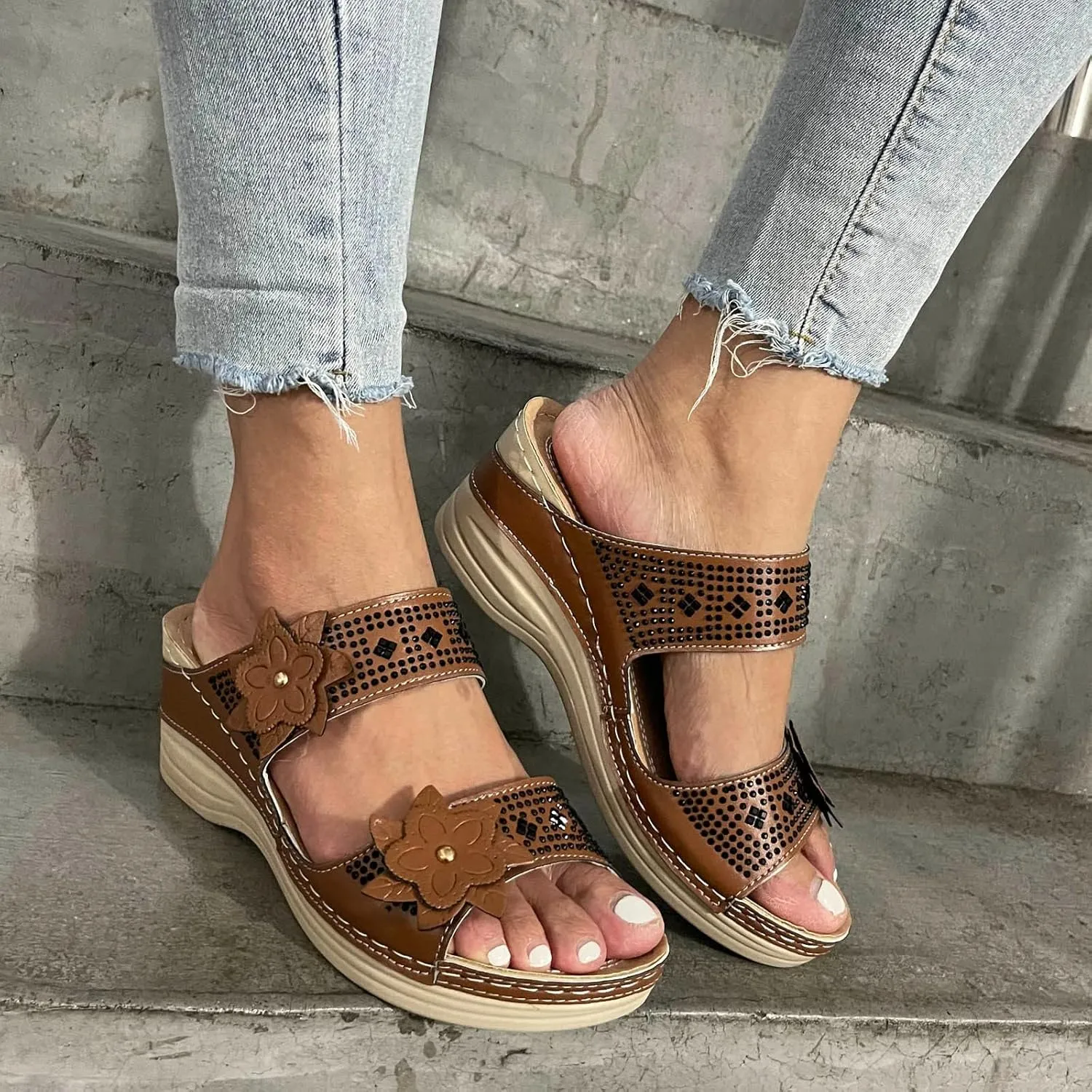 Diabetic Shoes for Women Wide Width Tan 10.5 Best Orthopedic Athletic Shoes Summer Sandals Women Womens Orthopedic Sandals with Arch Support Women's Flip Flops Nude Chunky Heels