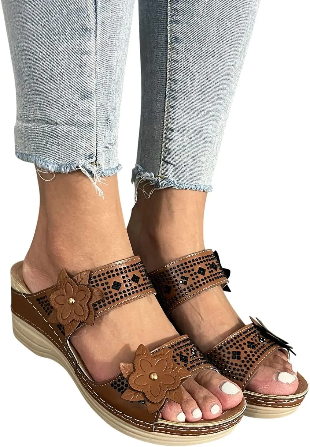 Diabetic Shoes for Women Wide Width Tan 10.5 Best Orthopedic Athletic Shoes Summer Sandals Women Womens Orthopedic Sandals with Arch Support Women's Flip Flops Nude Chunky Heels