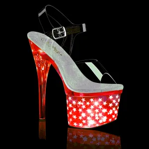 DISCOLITE-708STAR Pleaser Clear/Silver Chrome Sexy Platform Shoes (Pole Dancing Heels)