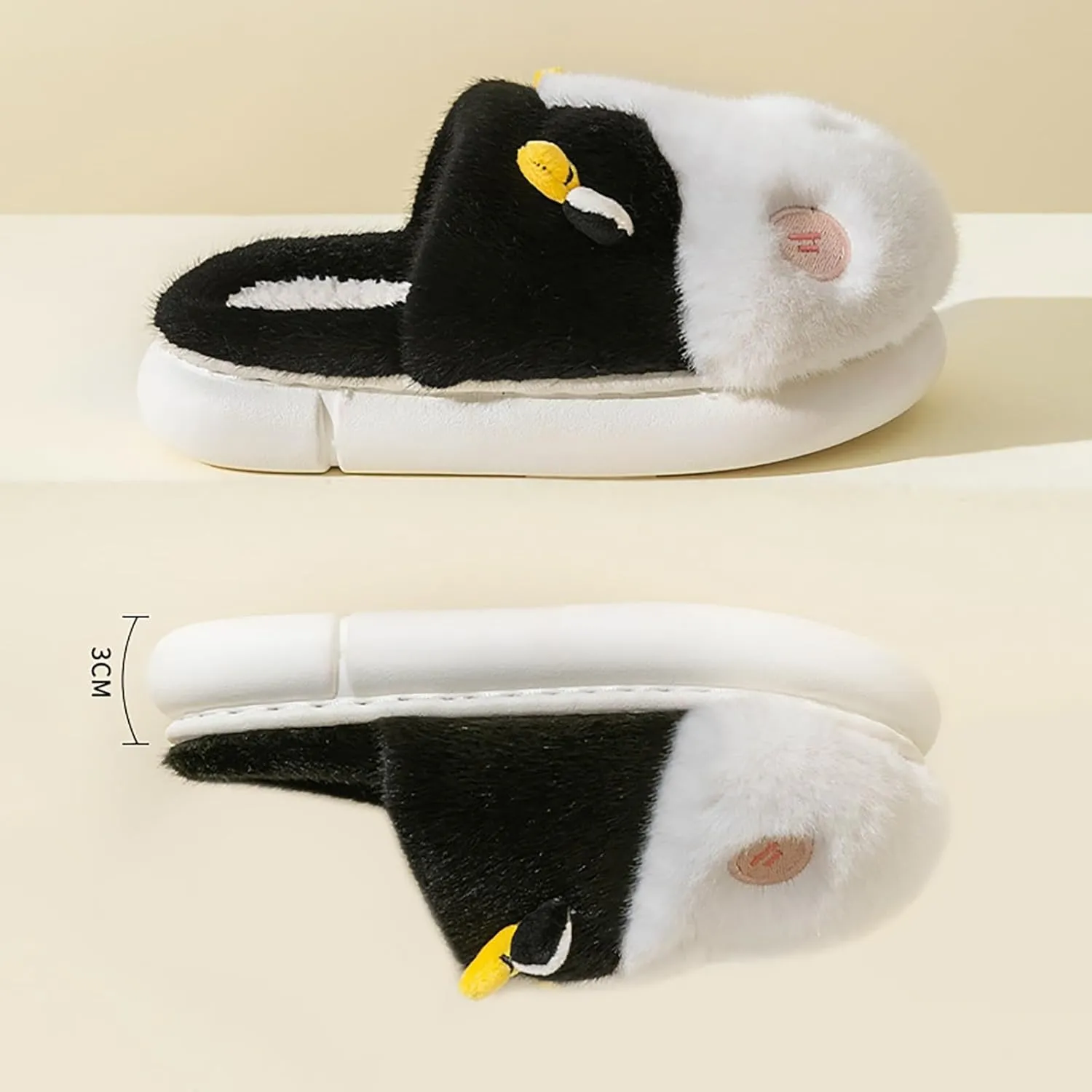 Girls Boys Cow Slippers for Toddler Kids, Cute Fuzzy Cartoon Animal Slippers, Boys Fluffy House Bedroom Shoes