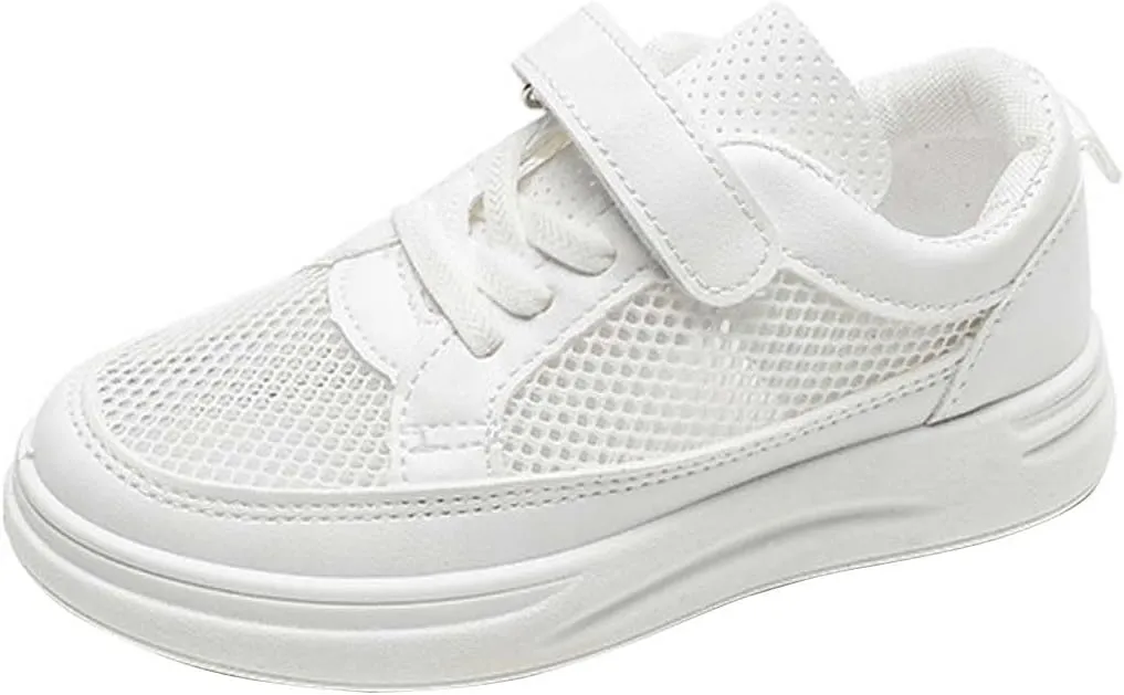 Girls Boys Leather Uniform Shoes Toddler Slip On Sneakers Casual Lace Up Lightweight Sports Shoes for Kids