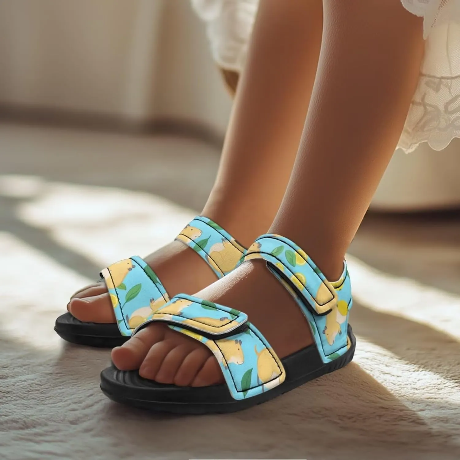 Girls Capybara Sandals Fashion Athletic Summer Sport Sandals Adjustable for Kids Toddler Cute Beach Water Shoes