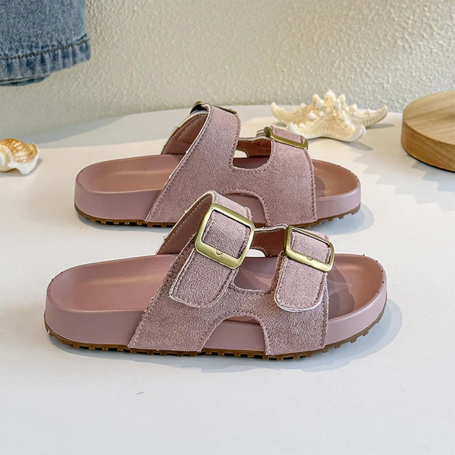 Girls Sandals for Big Kid Children's Thick Soled Slippers Retro Sandals And Half Slippers For Girls To Wear Outside