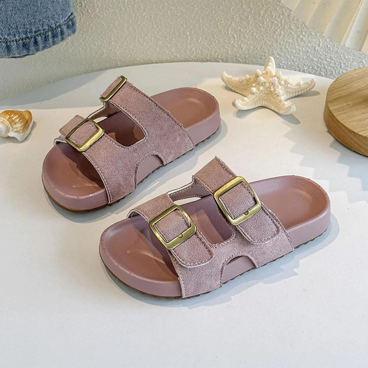 Girls Sandals for Big Kid Children's Thick Soled Slippers Retro Sandals And Half Slippers For Girls To Wear Outside