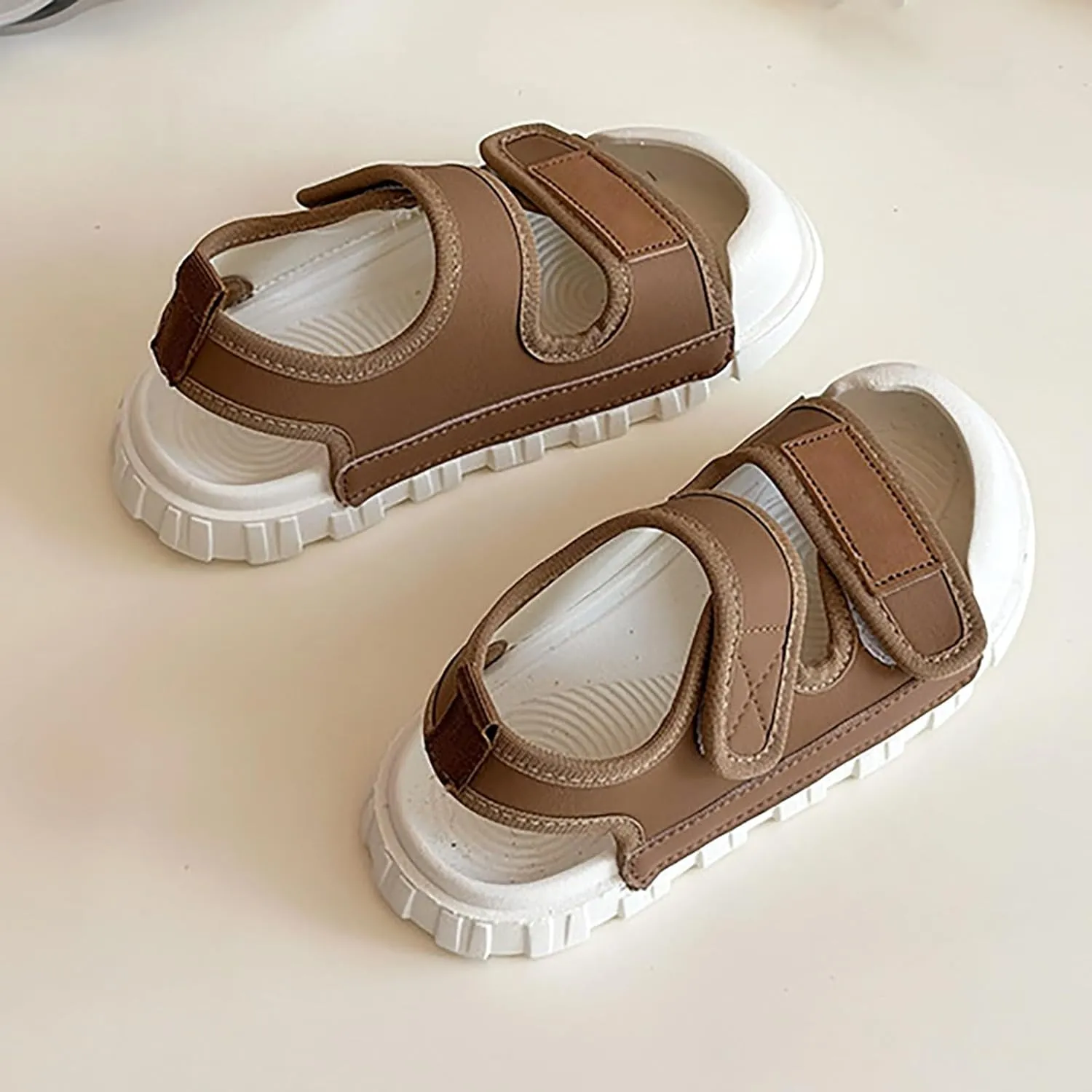 Girls Sandals Open Toe Non Slip Double Adjustable Straps Lightweight Sport Sandals Kids Soft Bottom Water Sneakers