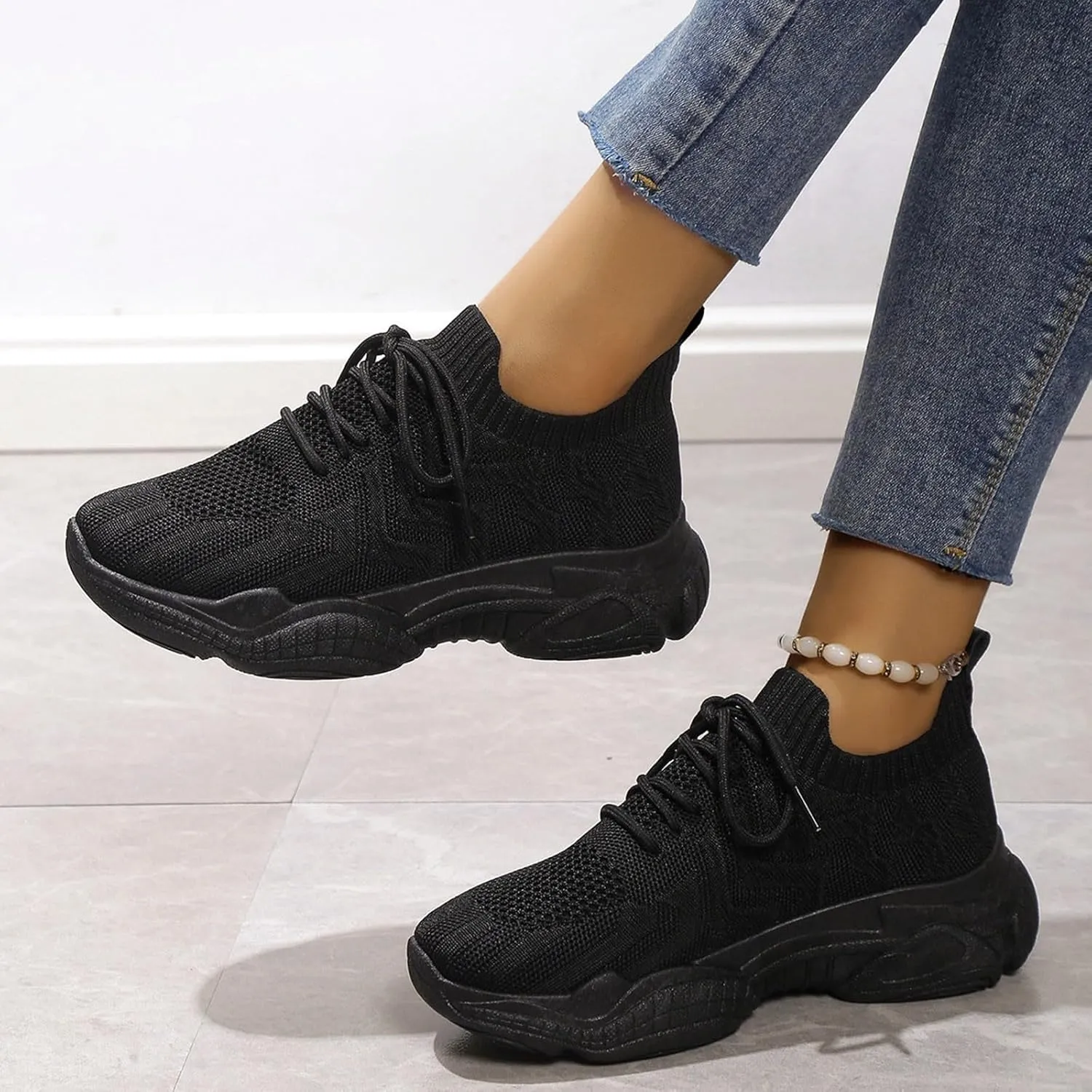 Glitter Wedge Sneakers for Women Dressy Zapatos De Mujer Para Trabajo En Restaurante Women Running Shoes Black and White High Top Sneakers for Women Tenis De Mujer Para Trabajo Antideslizante D Bota