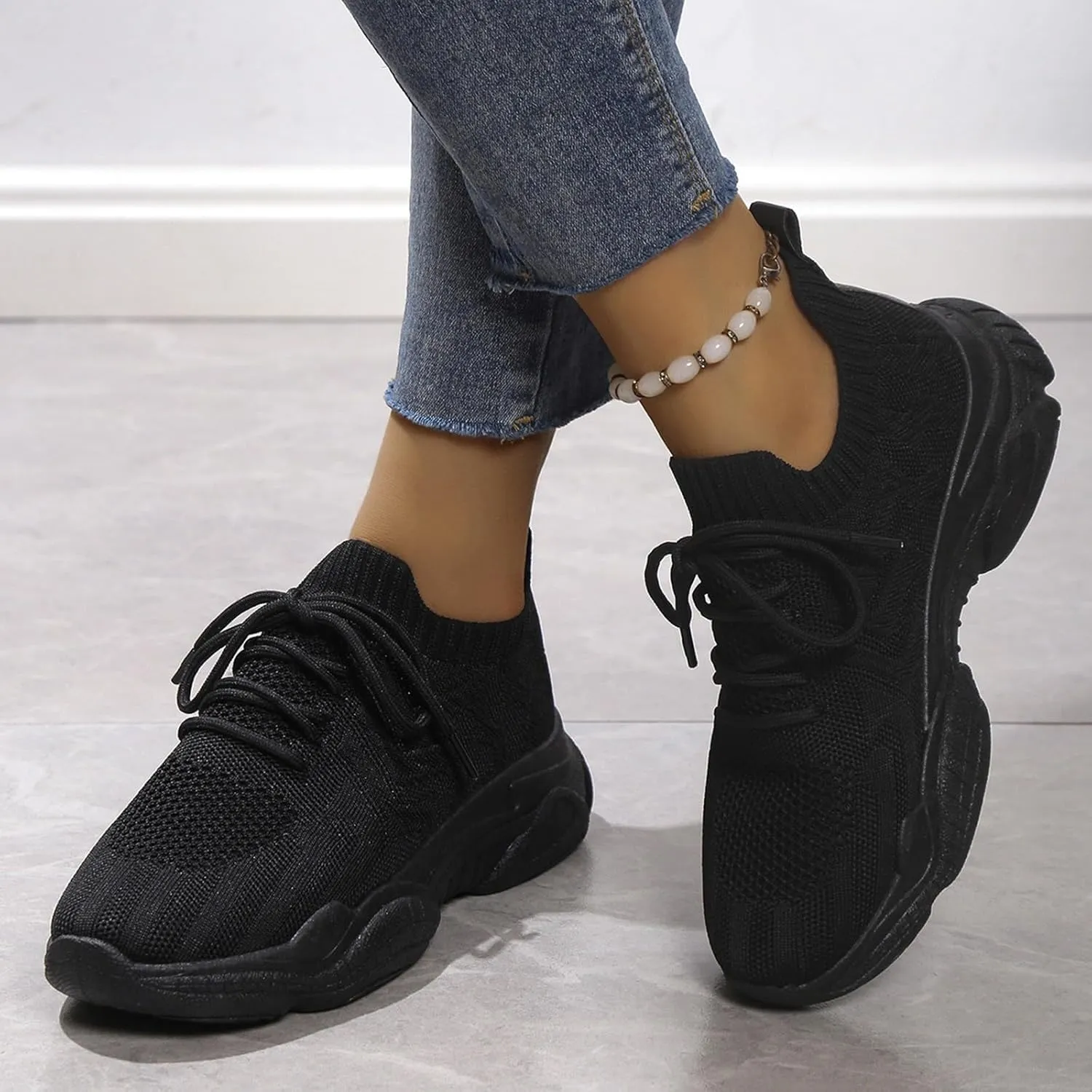 Glitter Wedge Sneakers for Women Dressy Zapatos De Mujer Para Trabajo En Restaurante Women Running Shoes Black and White High Top Sneakers for Women Tenis De Mujer Para Trabajo Antideslizante D Bota
