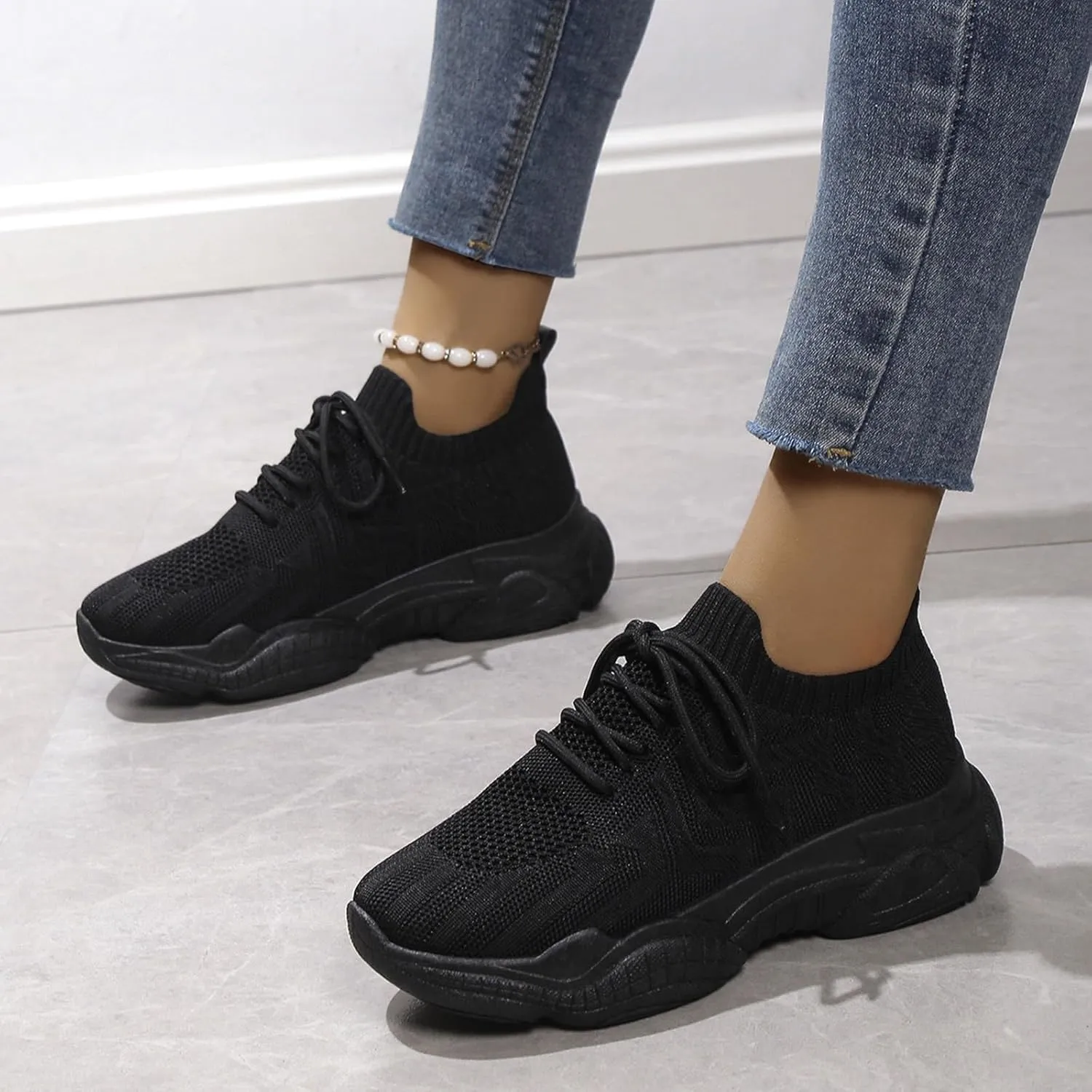 Glitter Wedge Sneakers for Women Dressy Zapatos De Mujer Para Trabajo En Restaurante Women Running Shoes Black and White High Top Sneakers for Women Tenis De Mujer Para Trabajo Antideslizante D Bota