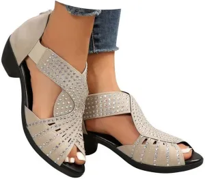 Glow step Orthopedic Low Heel Cut-Out Sandals,Comfortable Non-Slip - Arch Support, Arch Support for Pain Relief