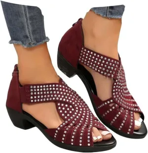 Glow step Orthopedic Low Heel Cut-Out Sandals,Comfortable Non-Slip - Arch Support, Arch Support for Pain Relief