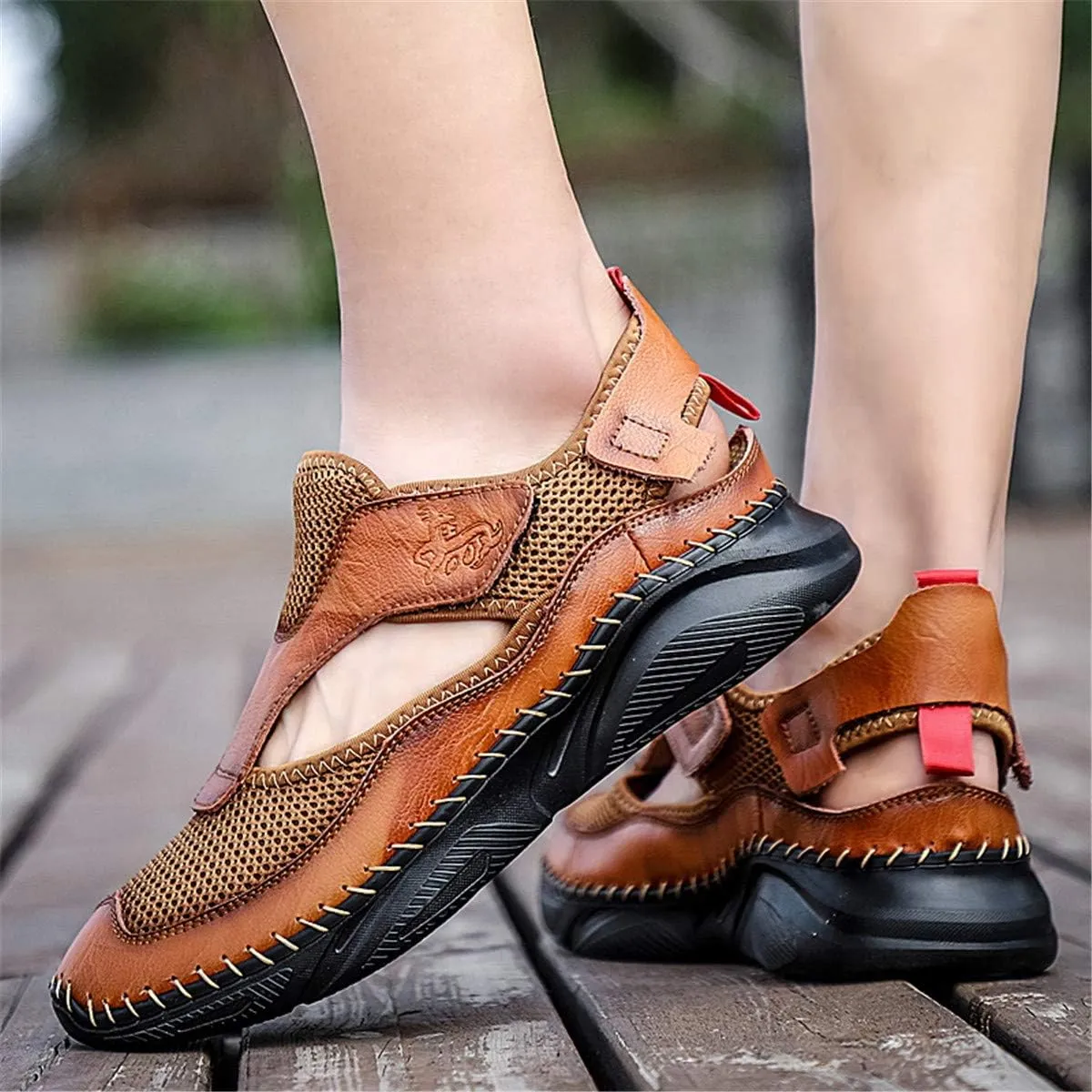 Gospt Mens Closed Toe Walking Hiking Sandals Breathable Beach Slippers Fisherman Shoes