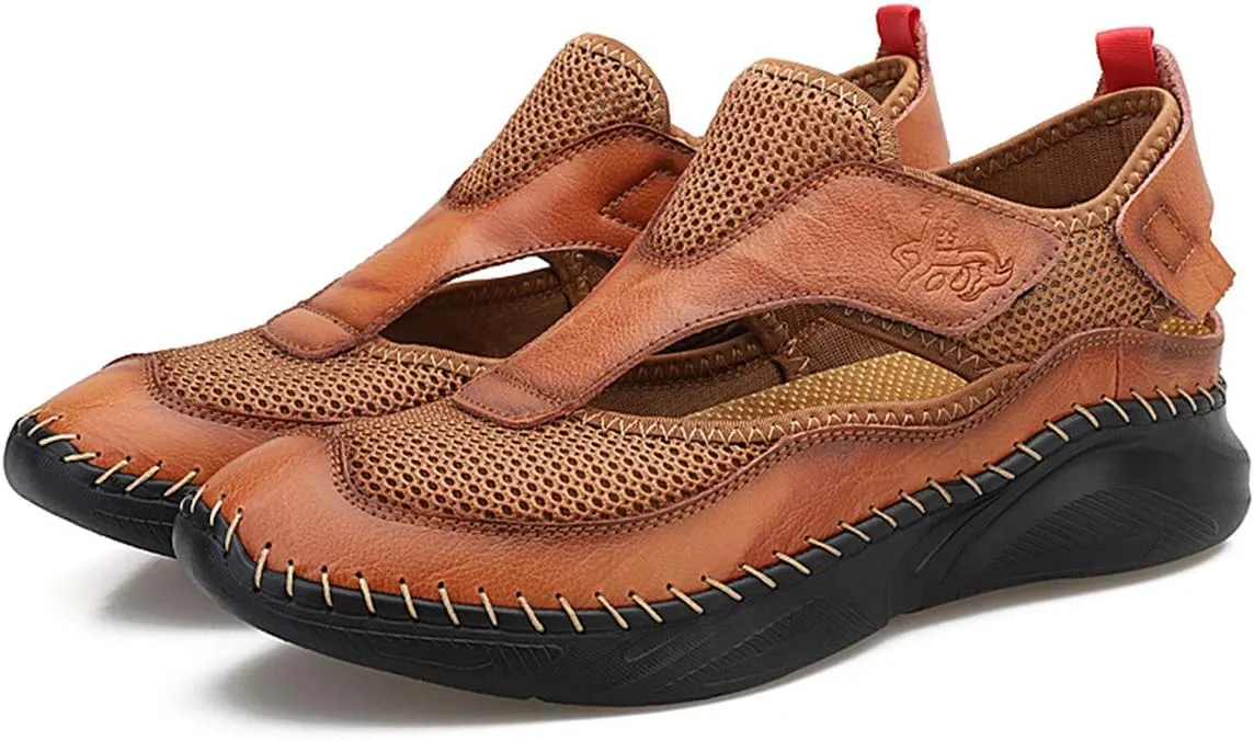 Gospt Mens Closed Toe Walking Hiking Sandals Breathable Beach Slippers Fisherman Shoes