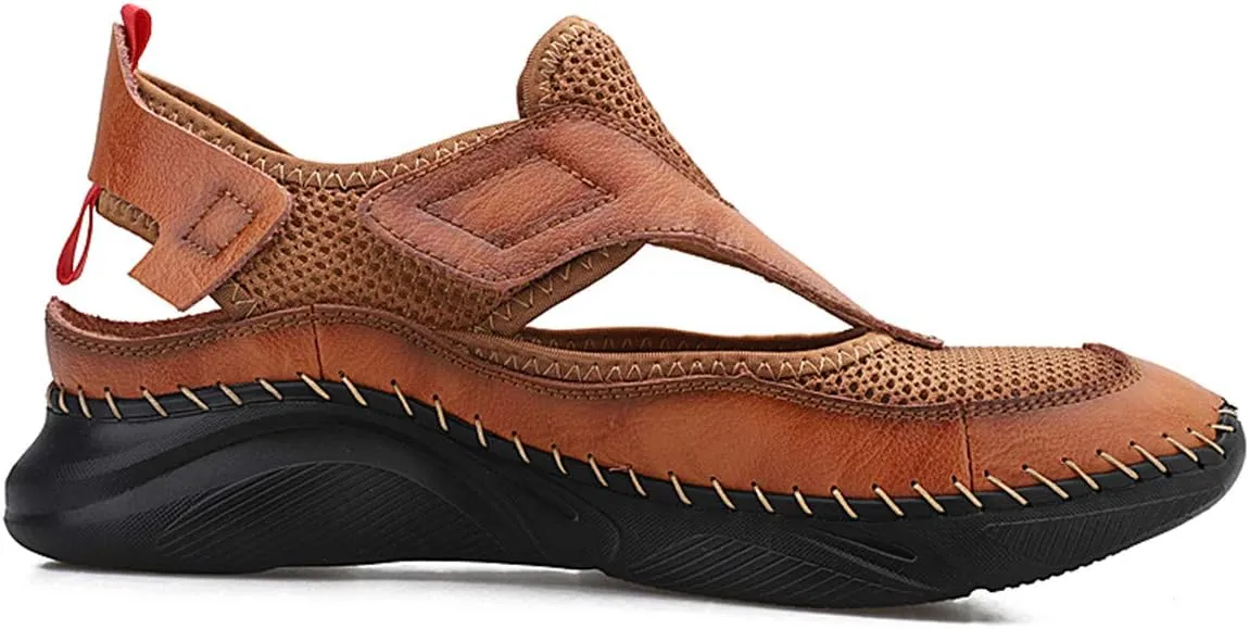 Gospt Mens Closed Toe Walking Hiking Sandals Breathable Beach Slippers Fisherman Shoes