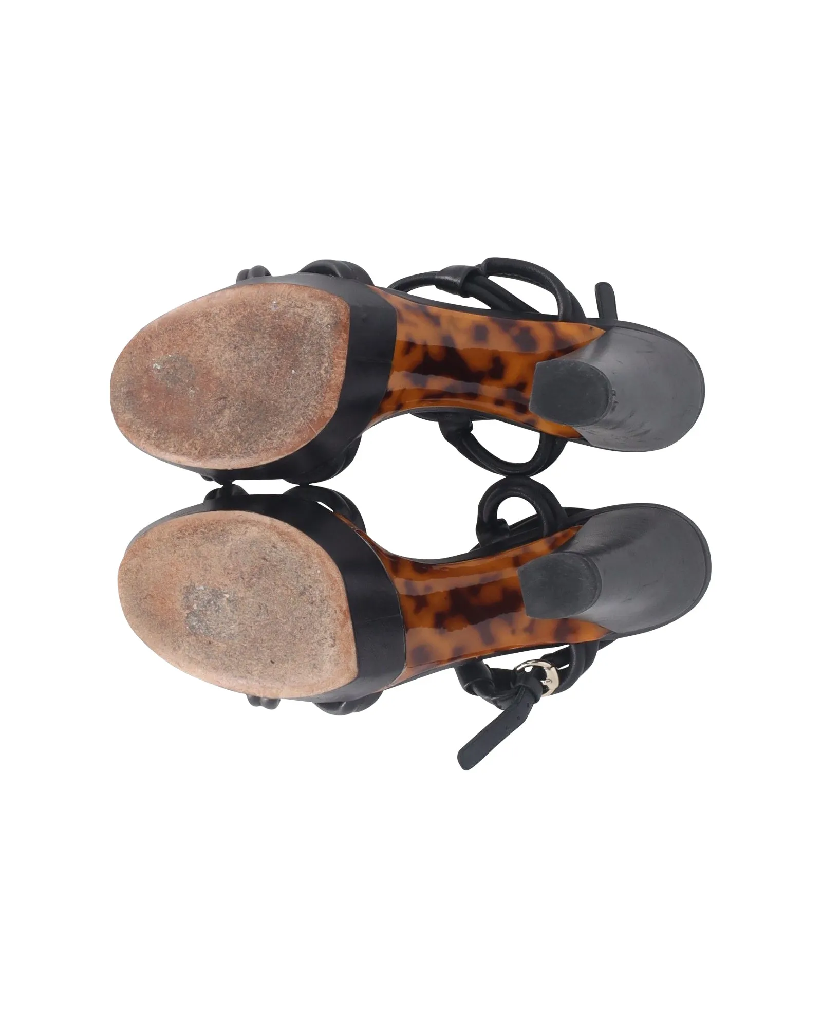 Gucci Knot Platform Sandals in Black Leather