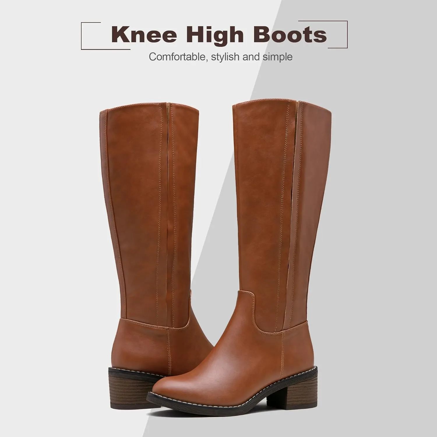 Jeossy Women's 9661 Knee High Boots, Fashion Riding Boots with Inside Zipper and Side Hidden Elastic Band