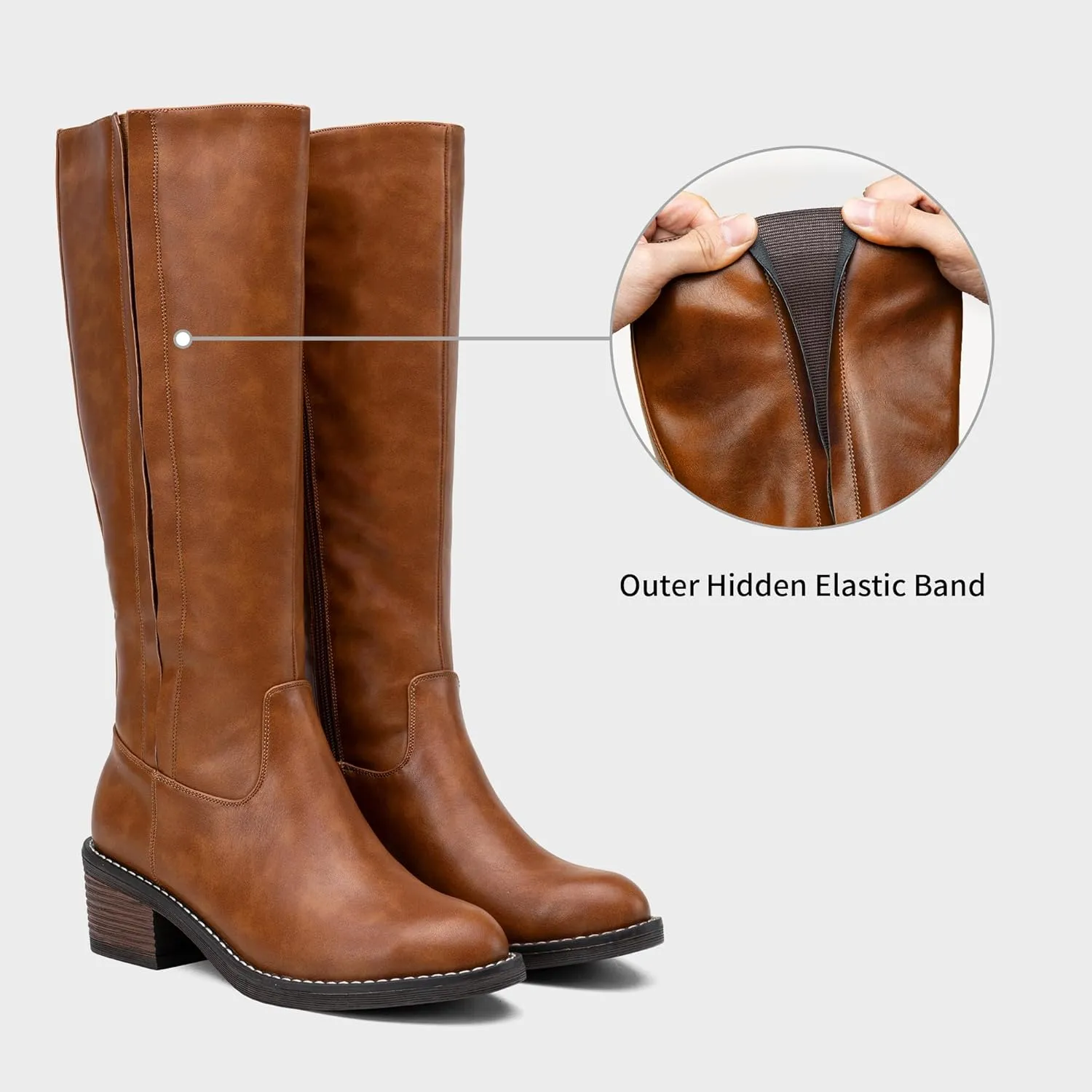 Jeossy Women's 9661 Knee High Boots, Fashion Riding Boots with Inside Zipper and Side Hidden Elastic Band