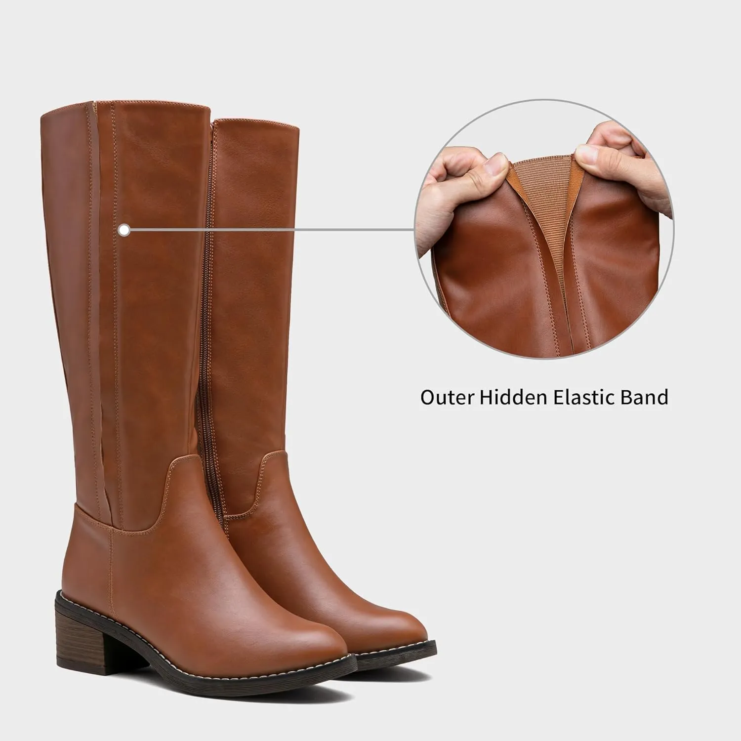 Jeossy Women's 9661 Knee High Boots, Fashion Riding Boots with Inside Zipper and Side Hidden Elastic Band