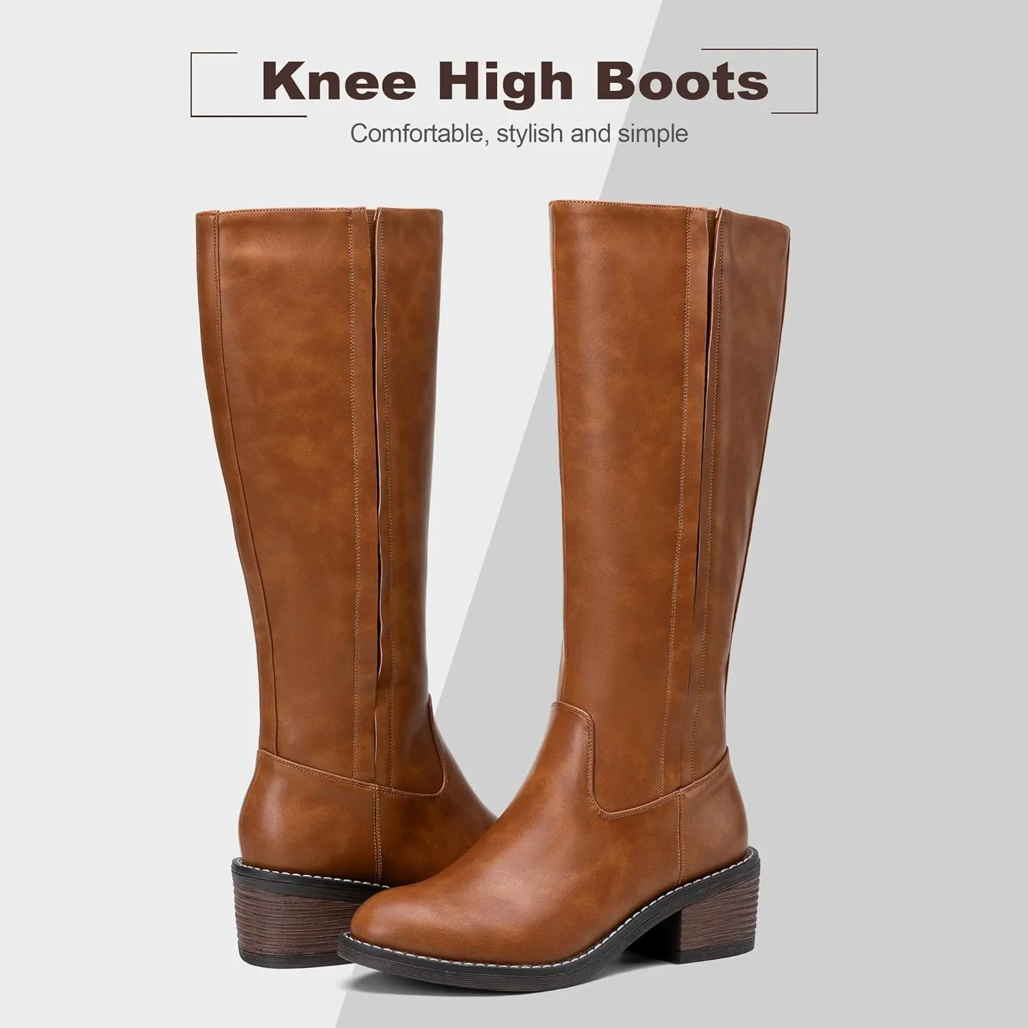 Jeossy Women's 9661 Knee High Boots, Fashion Riding Boots with Inside Zipper and Side Hidden Elastic Band