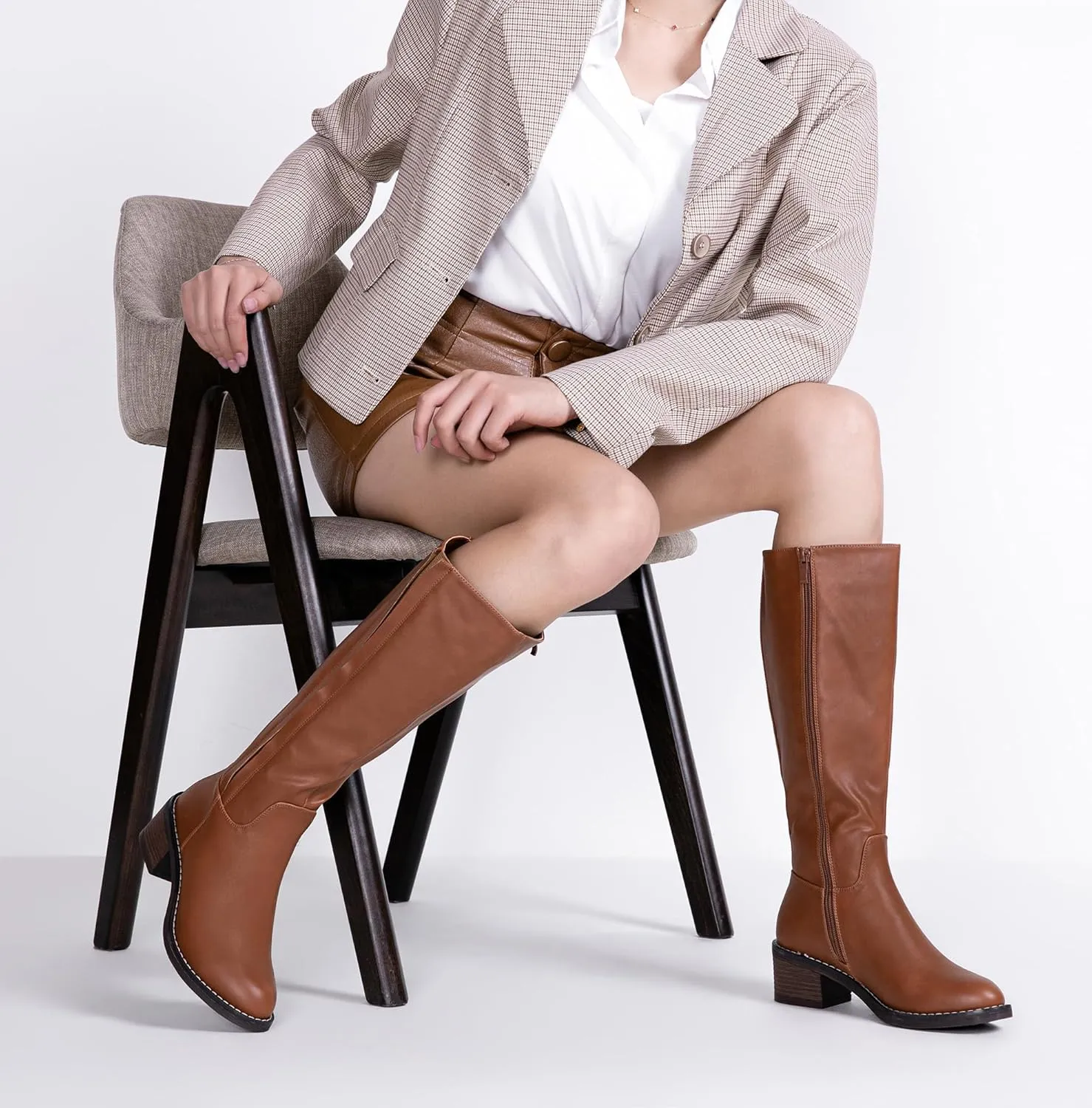 Jeossy Women's 9661 Knee High Boots, Fashion Riding Boots with Inside Zipper and Side Hidden Elastic Band