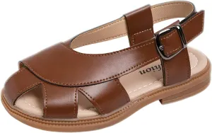 Kids Leather Soft Closed Toe Sandals Boys Girls Lightweight Hollow Holiday Beach Outdoor Beach Sport Water Shoes