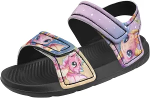 Kids Sandals Dragon Print Summer Sport Hiking Sandals Leather Beach Water Shoes for Boys Girls