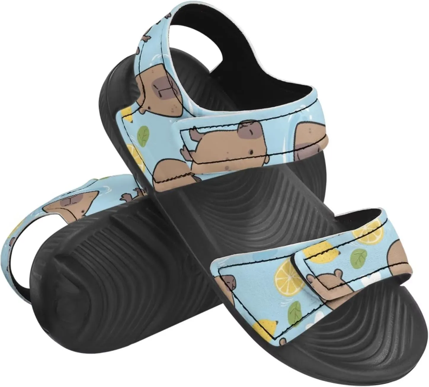 Kids Sandals Dragon Print Summer Sport Hiking Sandals Leather Beach Water Shoes for Boys Girls