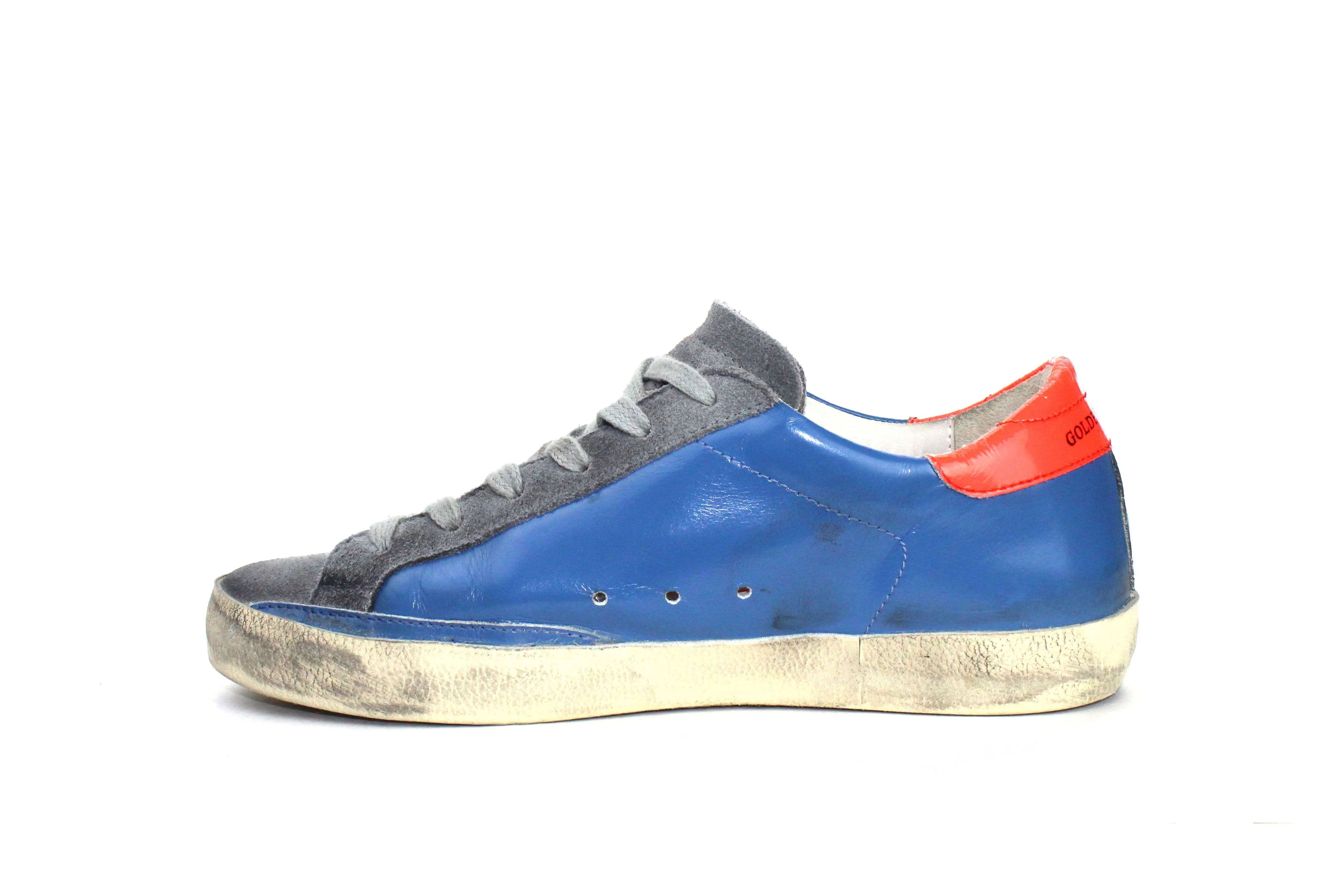 Leather Superstar Low-Top in Blue
