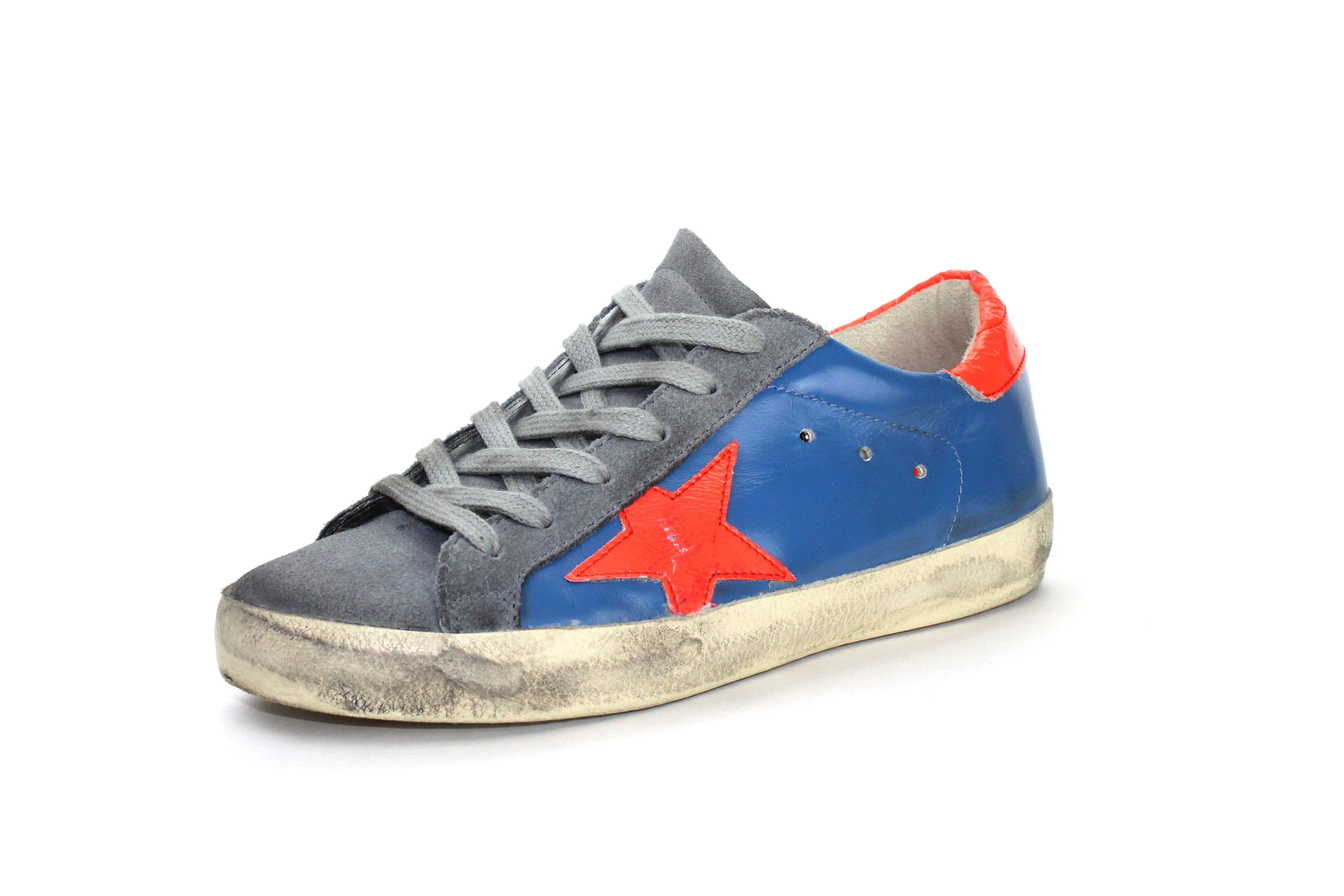 Leather Superstar Low-Top in Blue