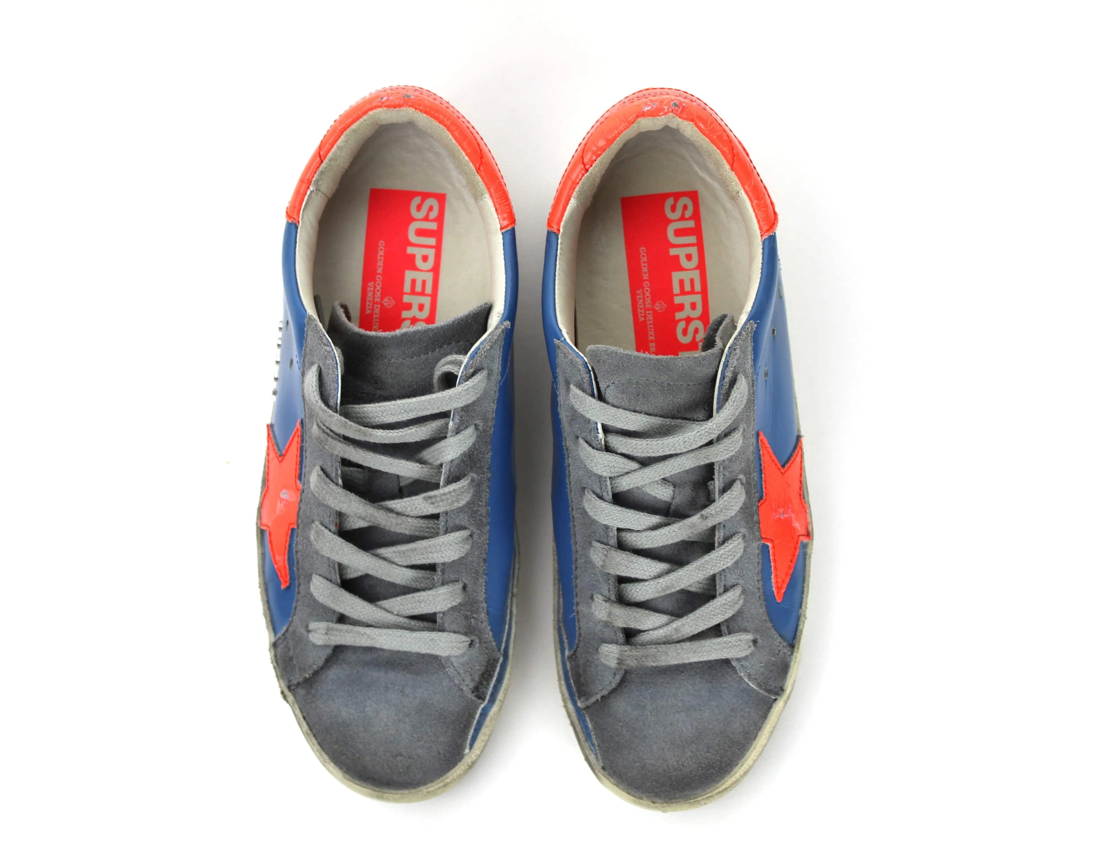 Leather Superstar Low-Top in Blue
