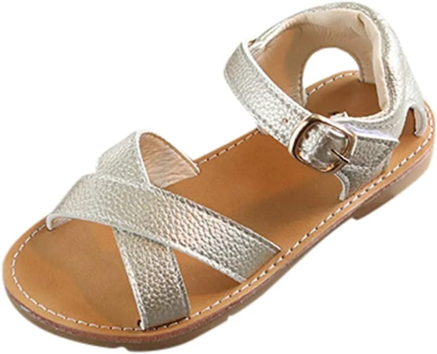 Little Girls Strappy Water Sandals Toddler Kids Comfort Soft Non-Slip Flats Girls Slippers Toddler Open Toe Shoes