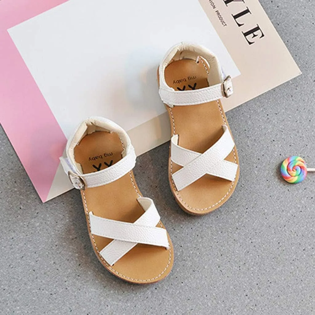Little Girls Strappy Water Sandals Toddler Kids Comfort Soft Non-Slip Flats Girls Slippers Toddler Open Toe Shoes