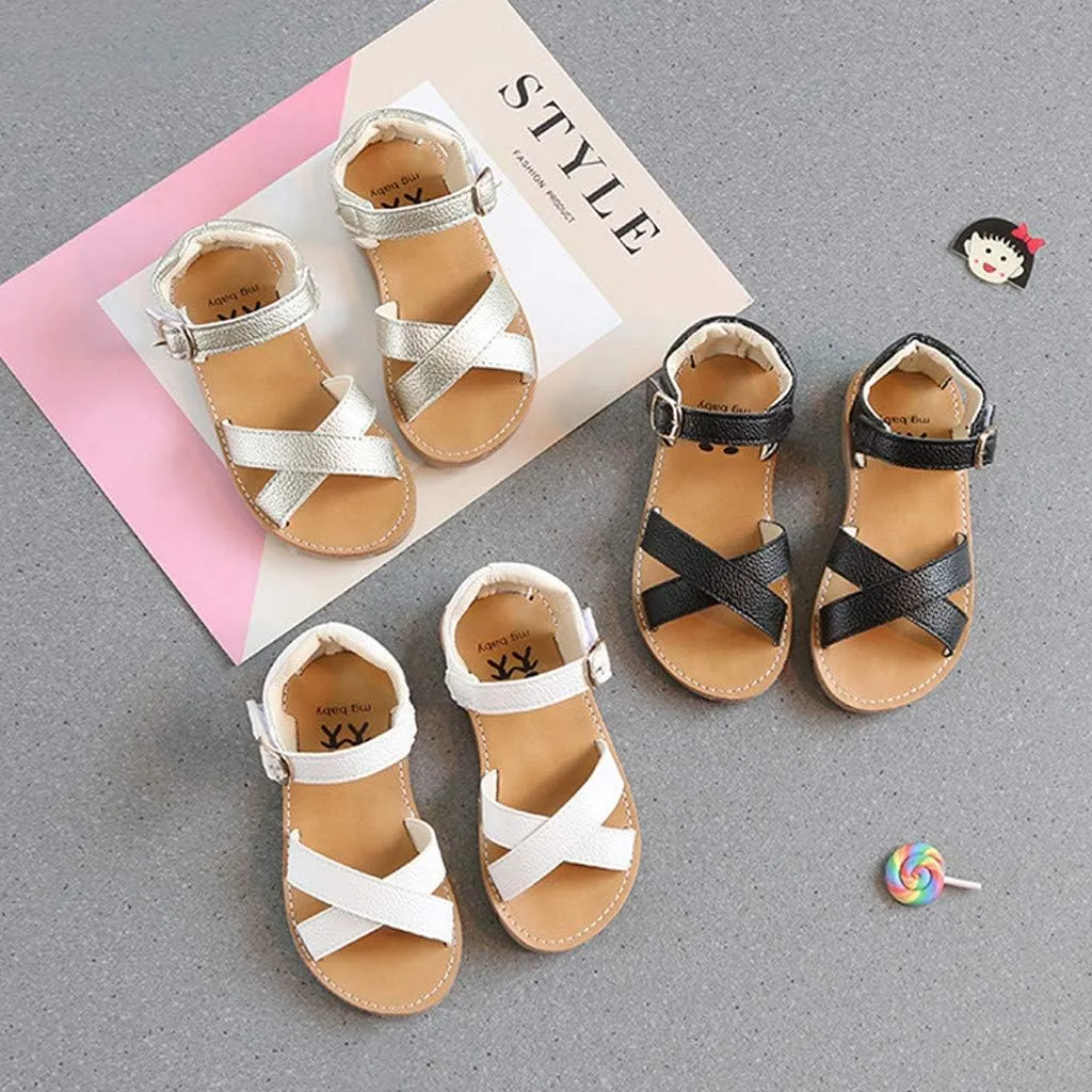 Little Girls Strappy Water Sandals Toddler Kids Comfort Soft Non-Slip Flats Girls Slippers Toddler Open Toe Shoes