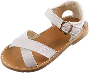 Little Girls Strappy Water Sandals Toddler Kids Comfort Soft Non-Slip Flats Girls Slippers Toddler Open Toe Shoes