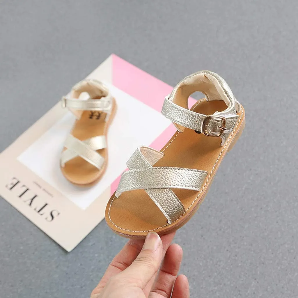 Little Girls Strappy Water Sandals Toddler Kids Comfort Soft Non-Slip Flats Girls Slippers Toddler Open Toe Shoes