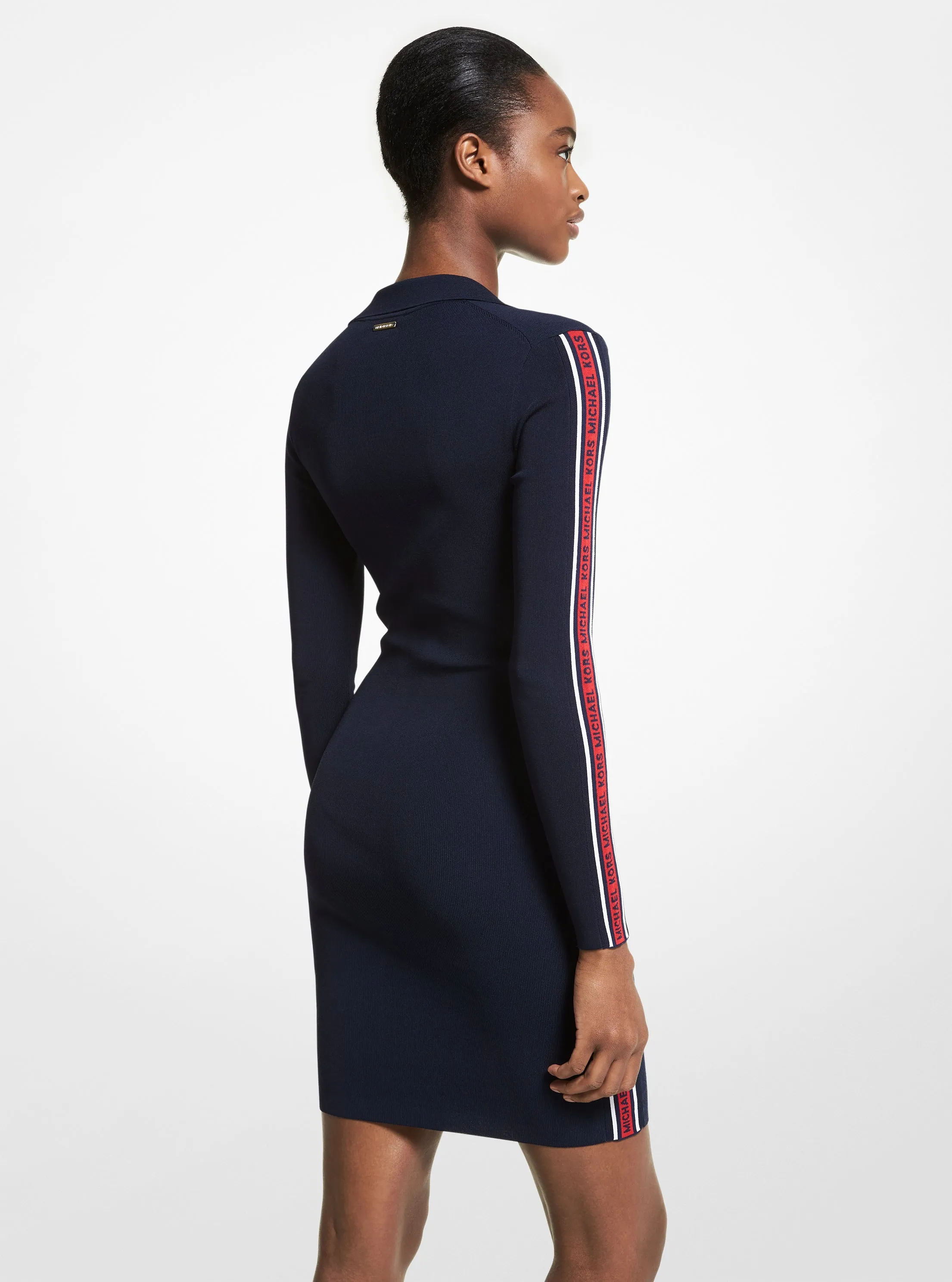 Logo Tape Stretch Viscose Polo Dress