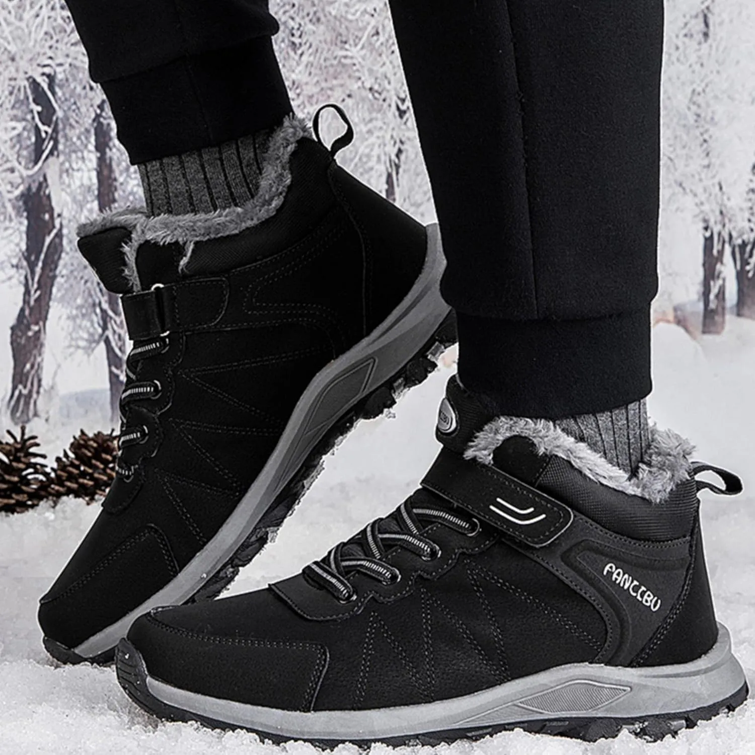 MAIZUN Womens Winter Snow Boots Fur Lined Winter Ankle Boots Outdoor Hiking Walking Trekking Shoes