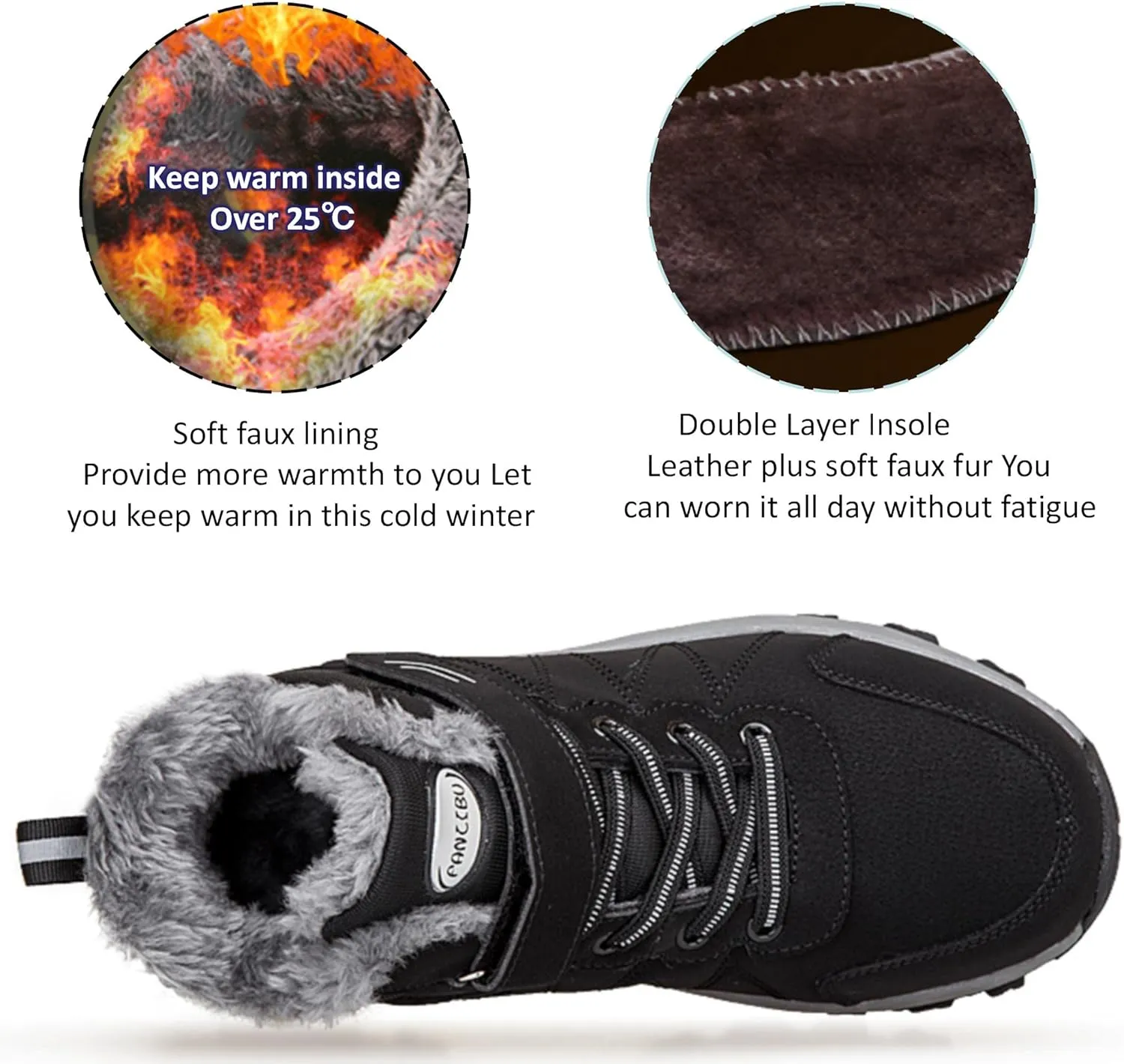 MAIZUN Womens Winter Snow Boots Fur Lined Winter Ankle Boots Outdoor Hiking Walking Trekking Shoes