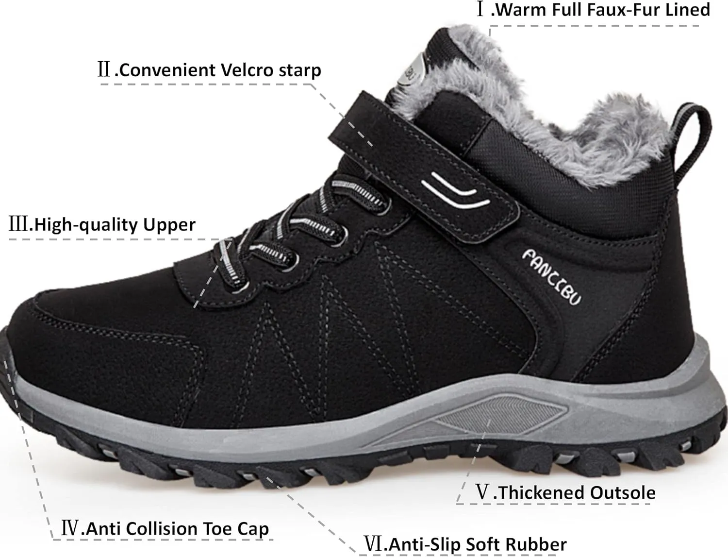 MAIZUN Womens Winter Snow Boots Fur Lined Winter Ankle Boots Outdoor Hiking Walking Trekking Shoes