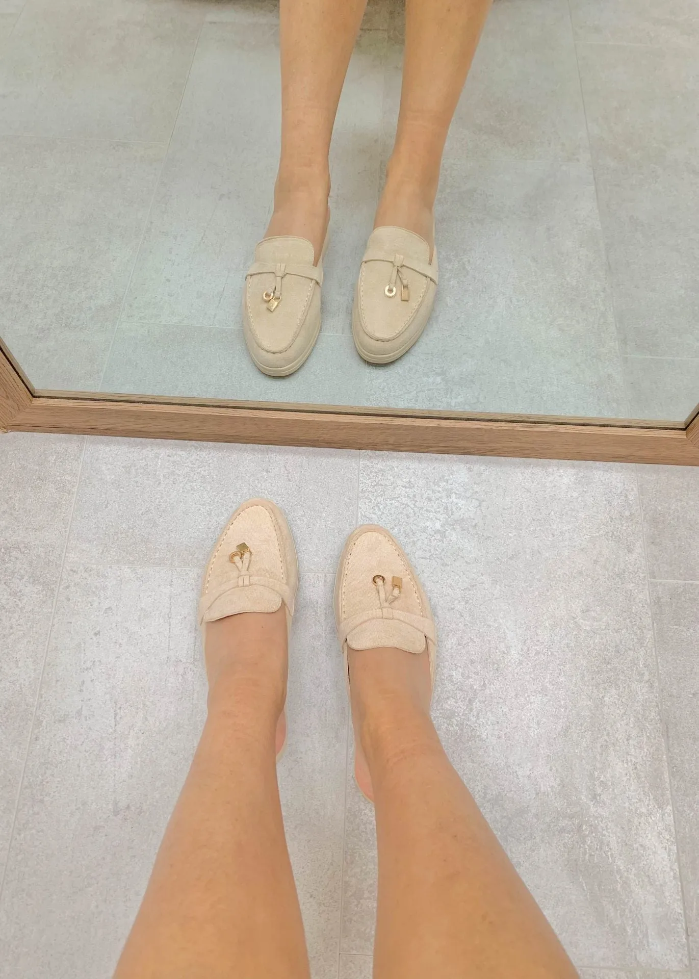 Maris | Khaki Suede Summer Loafers with Tassels