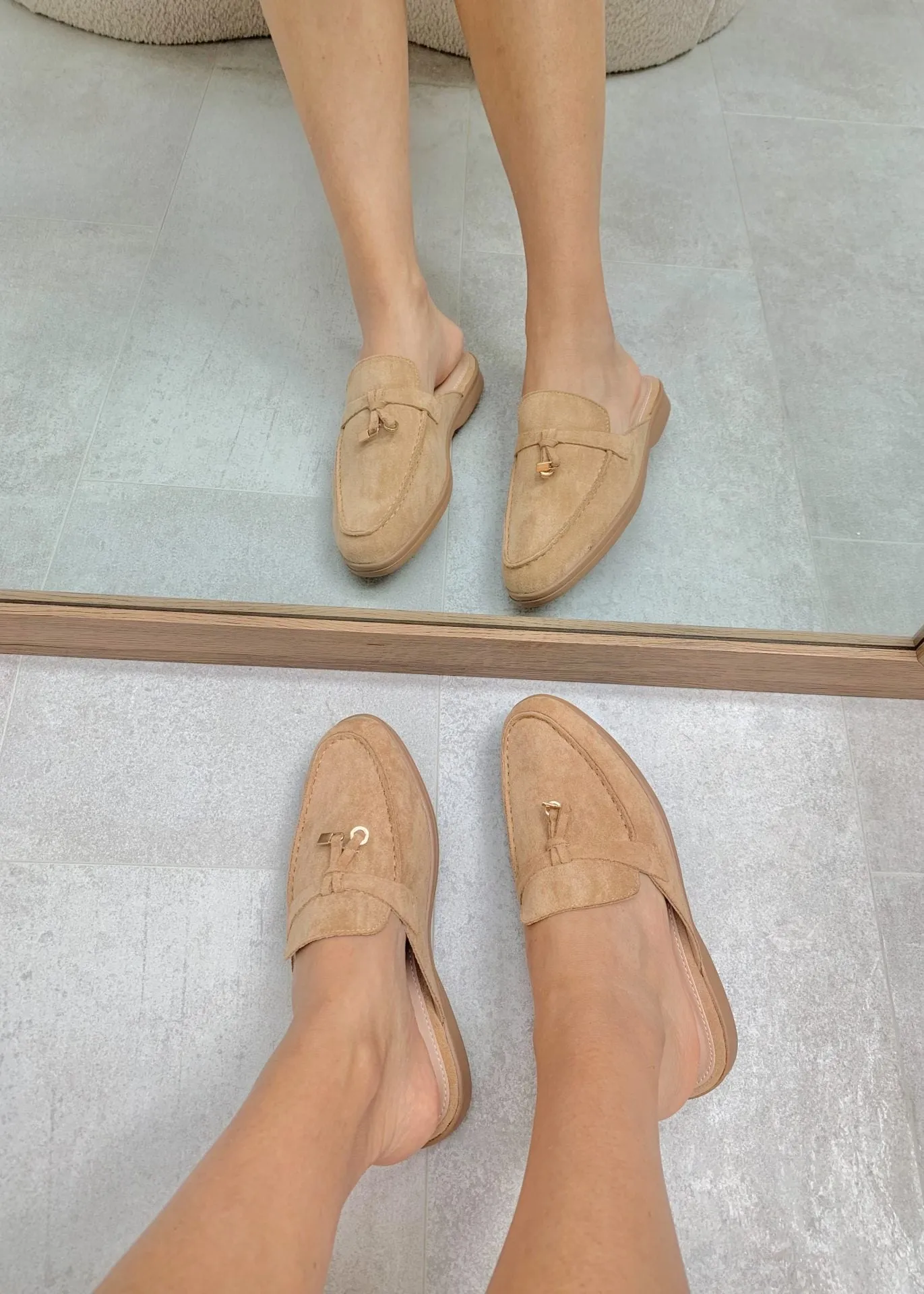 Maris | Khaki Suede Summer Loafers with Tassels
