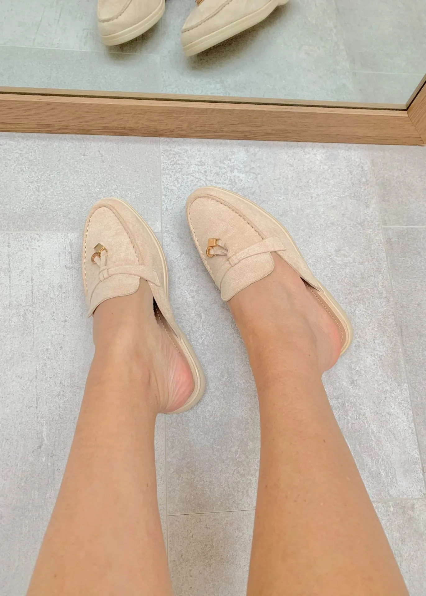Maris | Khaki Suede Summer Loafers with Tassels