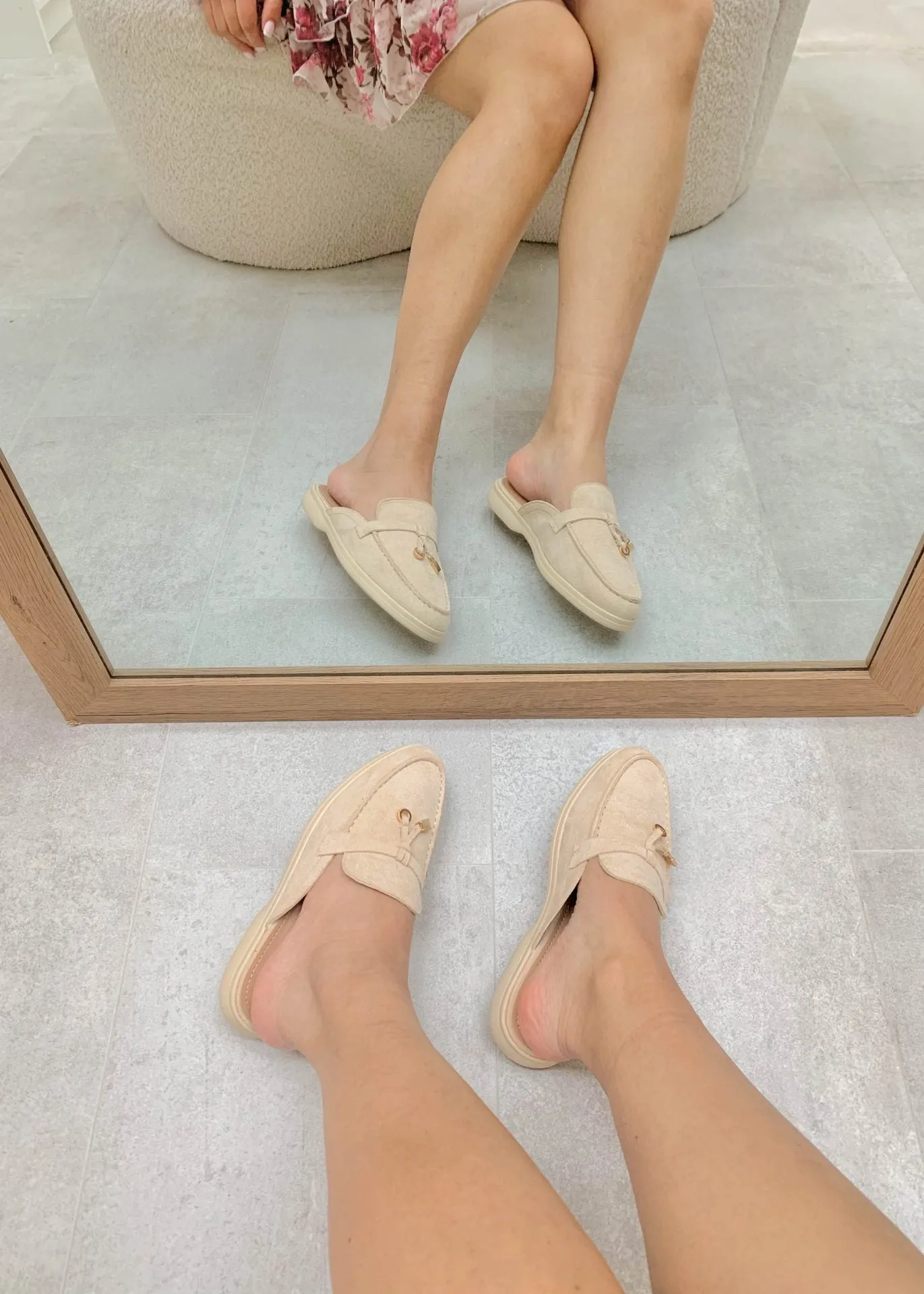 Maris | Khaki Suede Summer Loafers with Tassels
