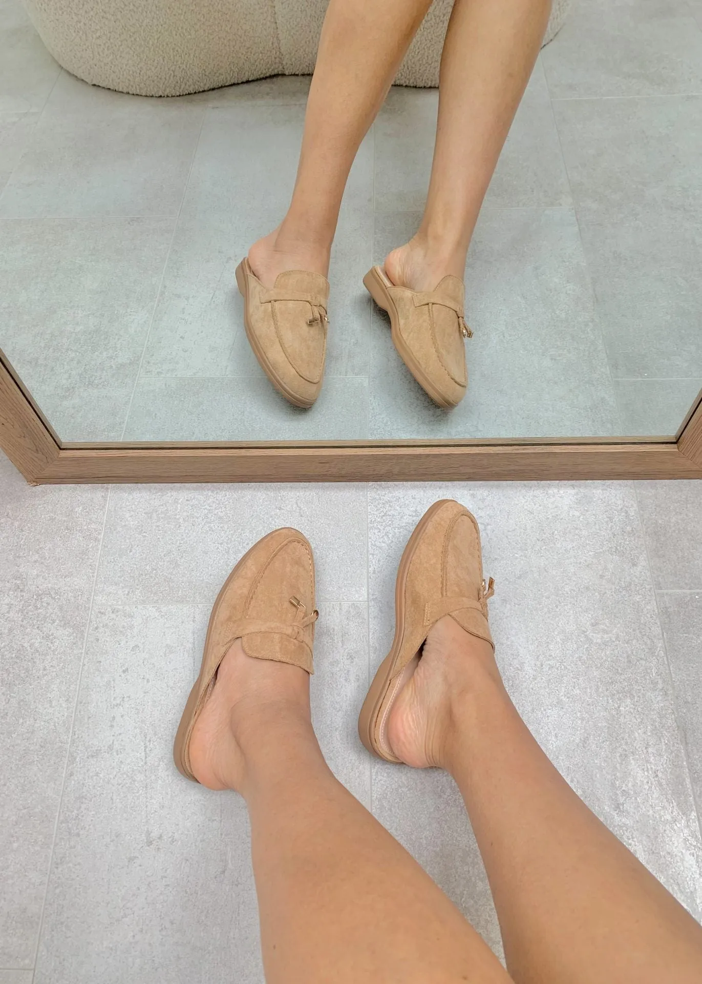 Maris | Khaki Suede Summer Loafers with Tassels