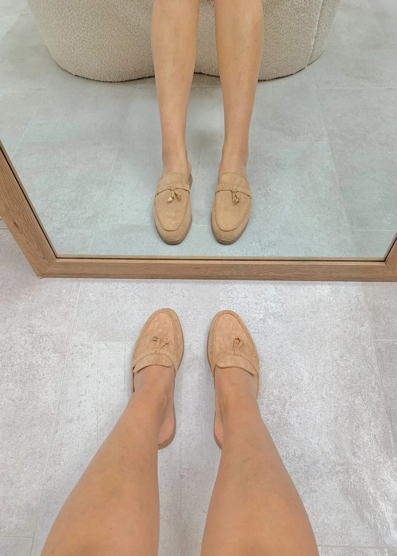 Maris | Khaki Suede Summer Loafers with Tassels