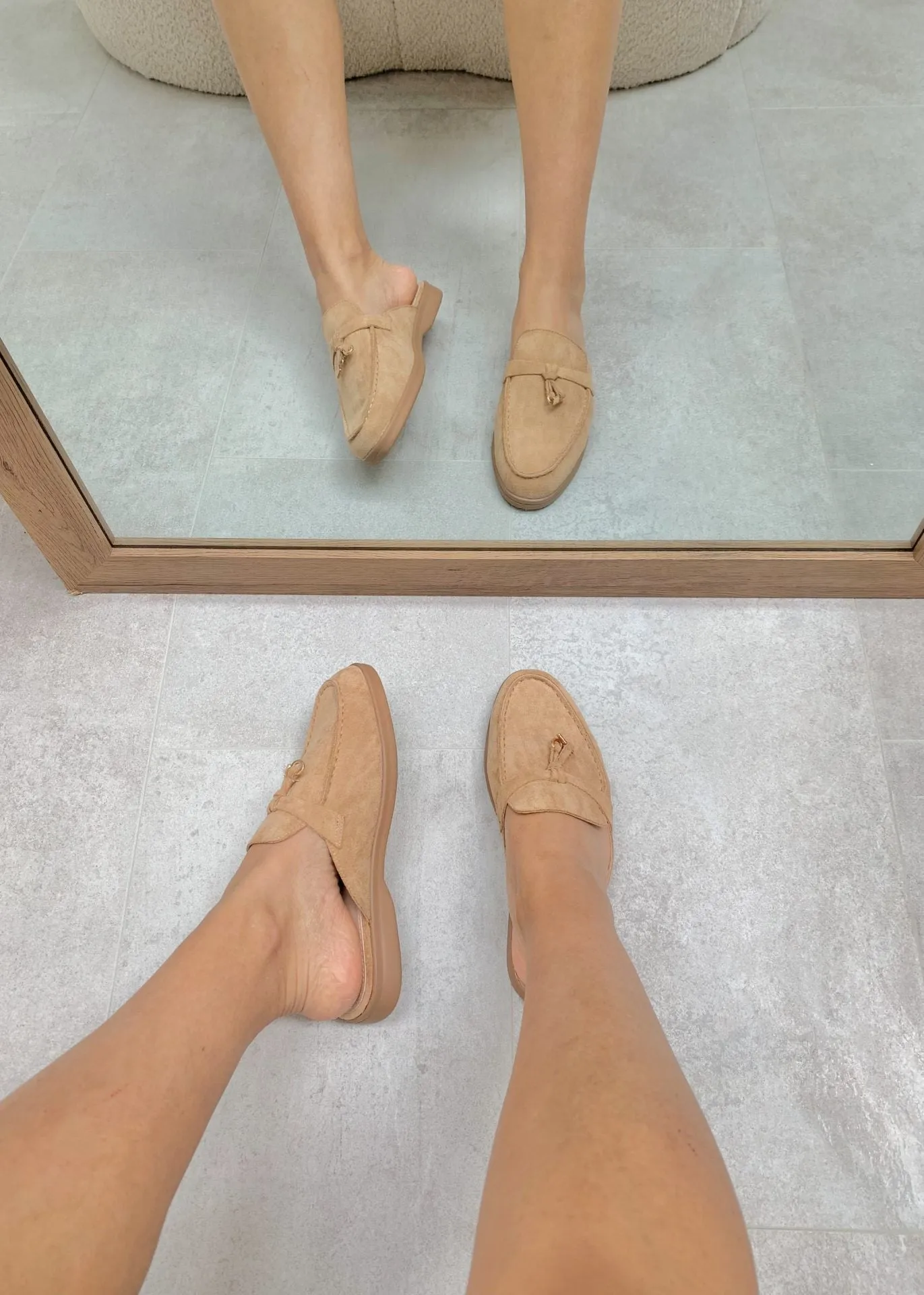 Maris | Khaki Suede Summer Loafers with Tassels