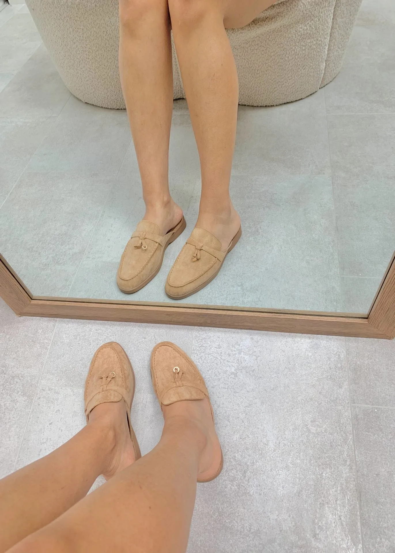 Maris | Khaki Suede Summer Loafers with Tassels