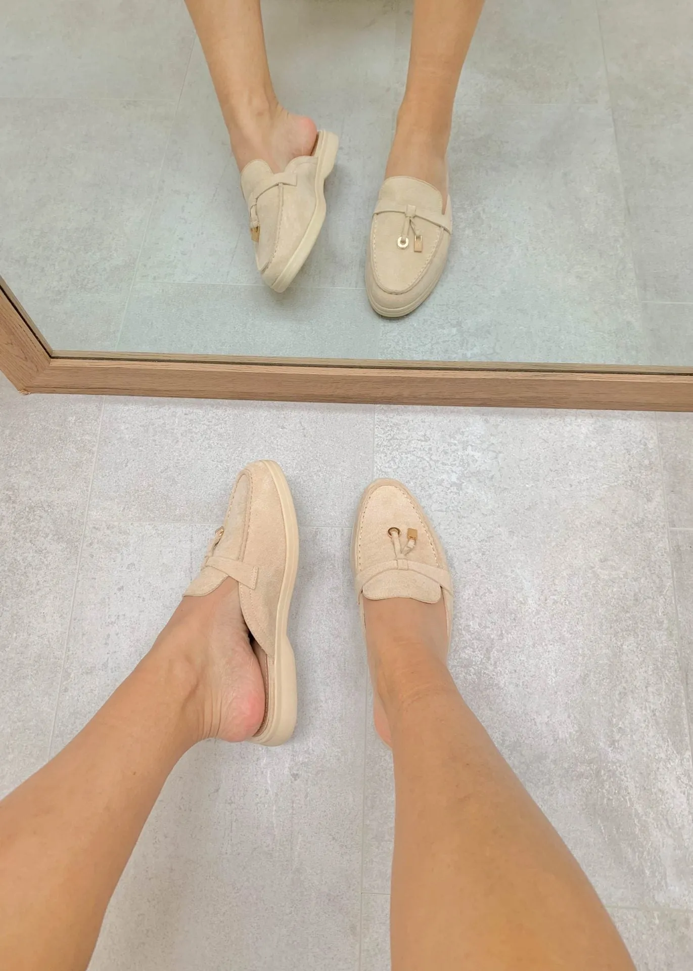 Maris | Khaki Suede Summer Loafers with Tassels