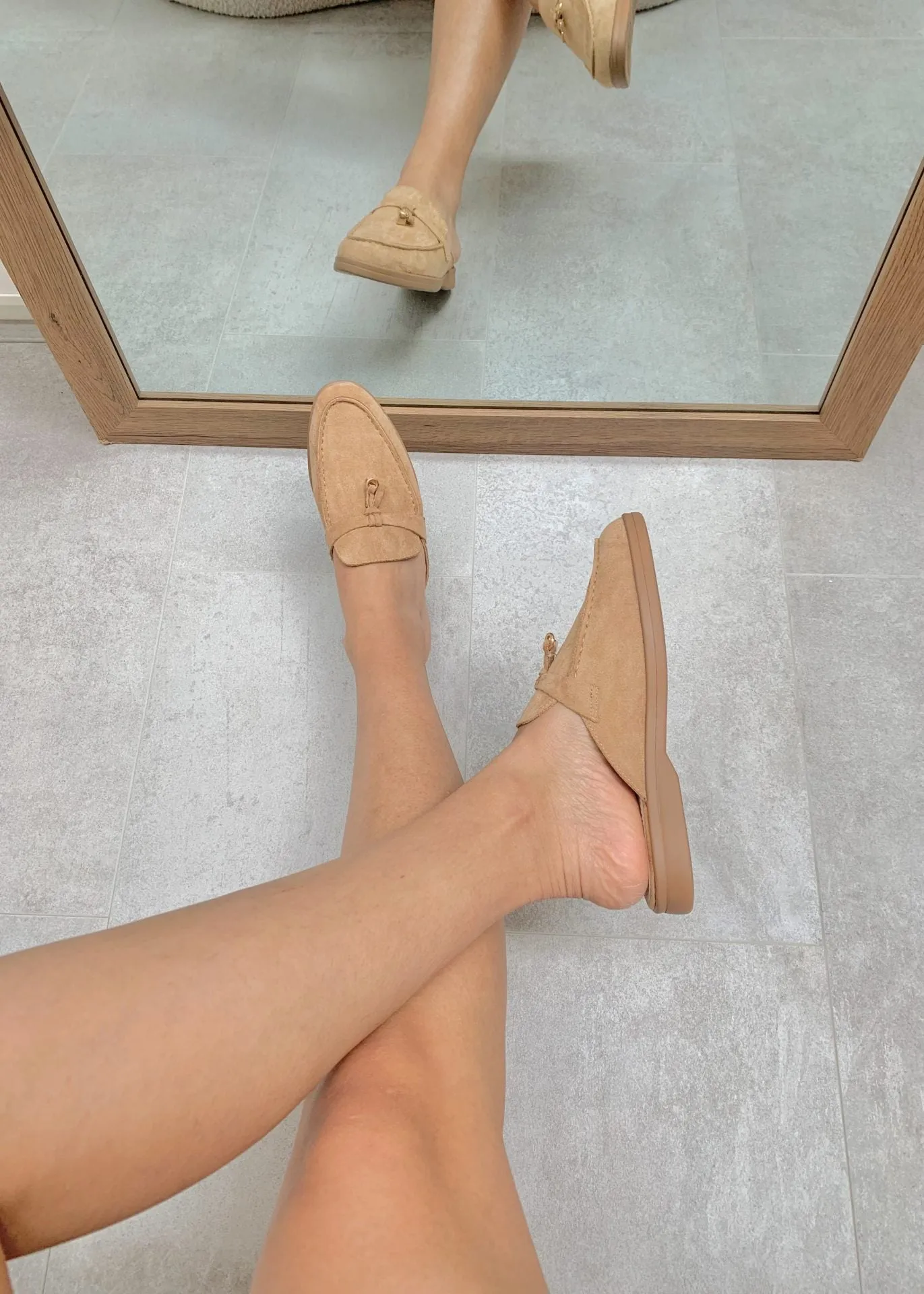 Maris | Khaki Suede Summer Loafers with Tassels