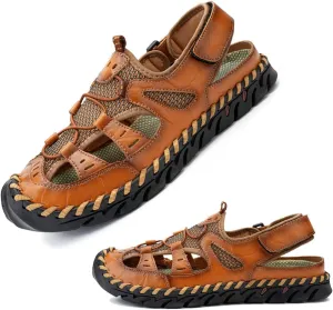 MEBAMY Mens Sport Outdoor Hiking Sandals Closed Toe Athletic Adventure Beach Fisherman Water Sandals Green